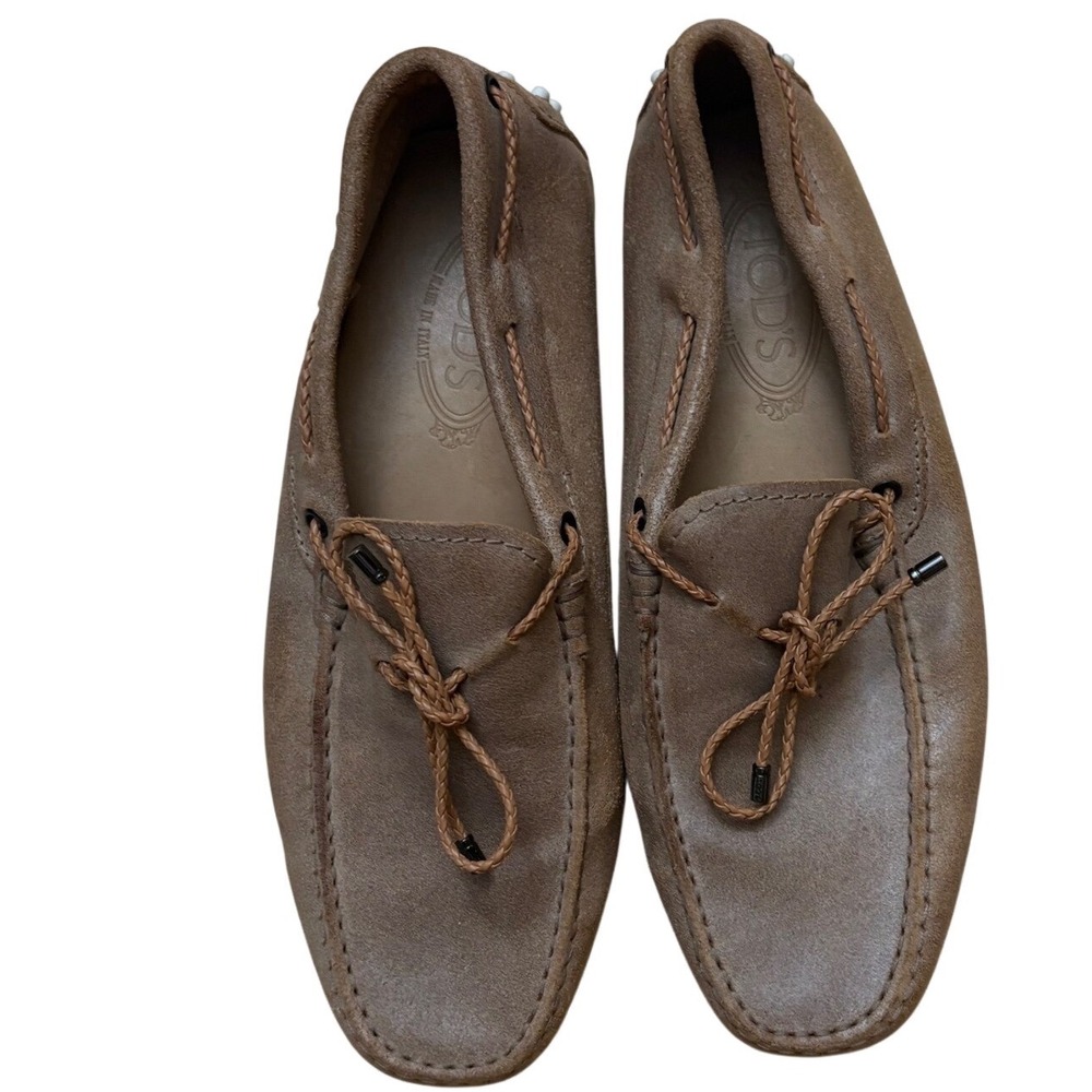 TOD'S Laccetto Men's Driving Loafers in‎ light brown suede Size 6.5 / 8